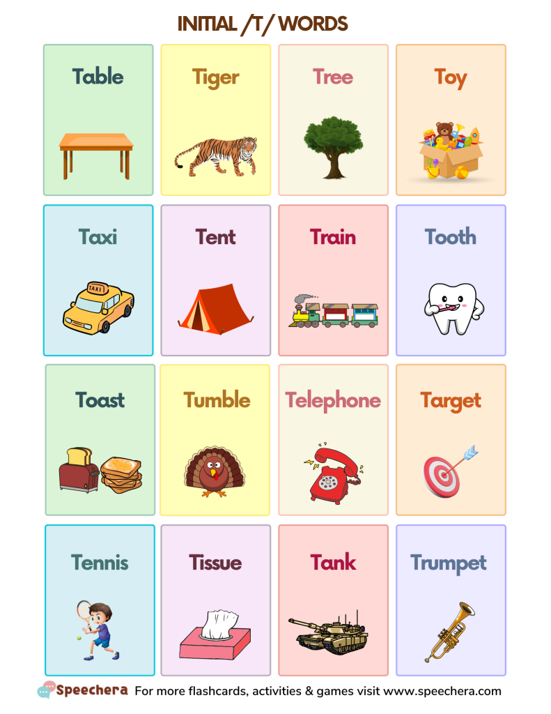 words with t speech therapy