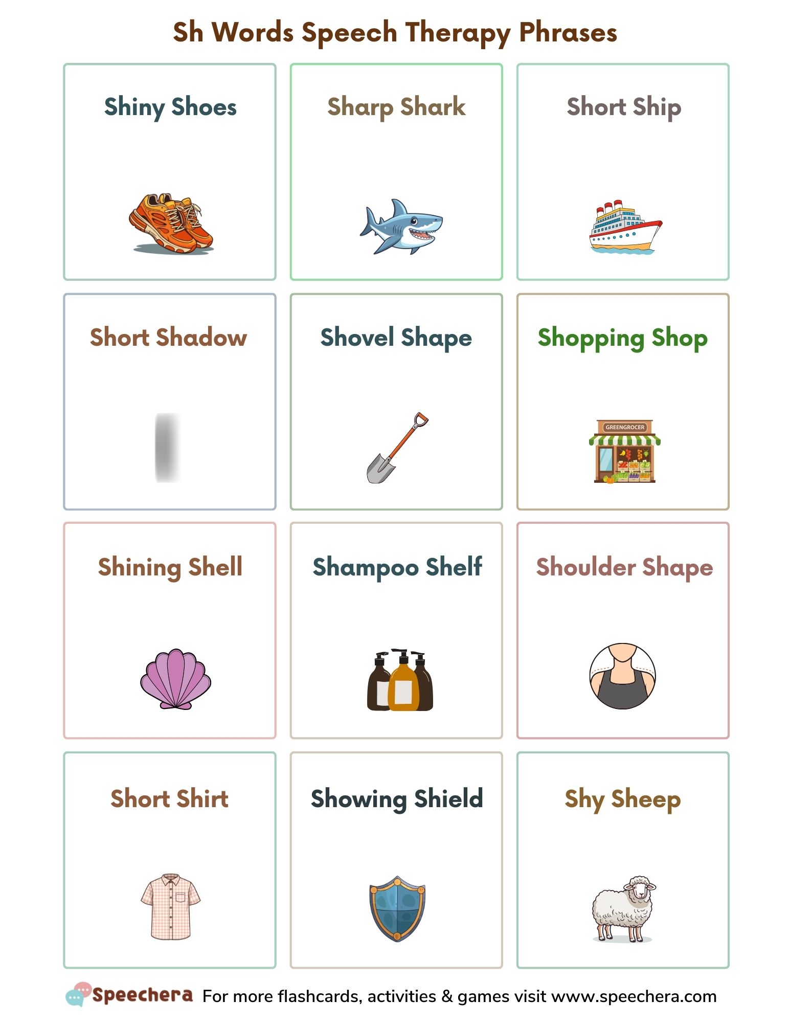 Sh Words Speech Therapy Phrases Worksheet | Speech Era